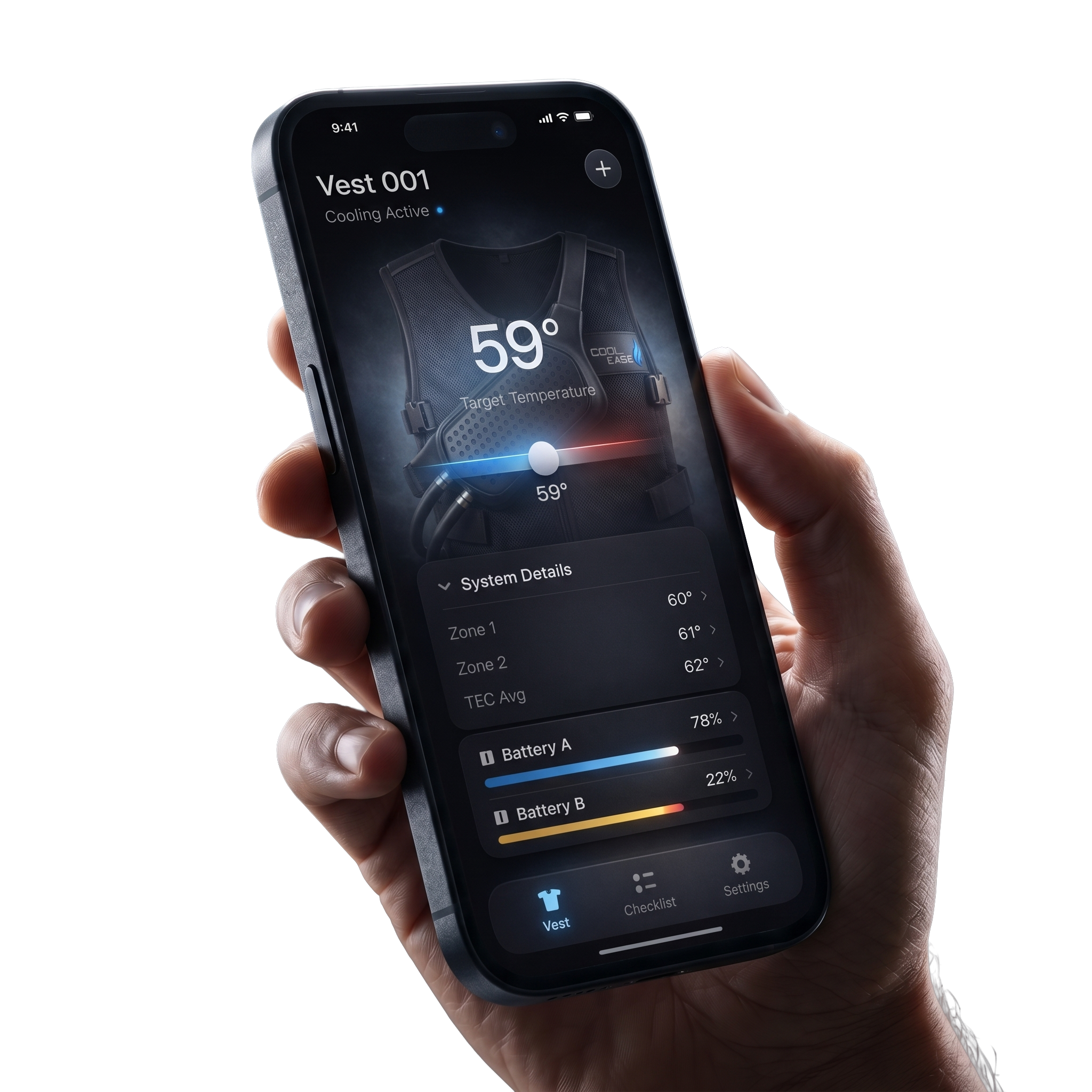 CoolEase mobile app interface